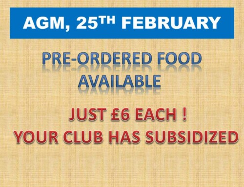 Bar Food at the AGM (25th Feb)